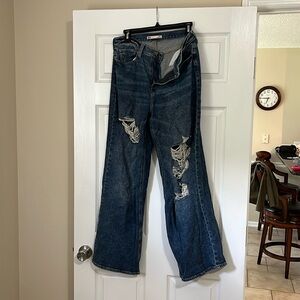 So 90s super wide leg high rise jeans 9/29W Ripped Denim Womens jeans